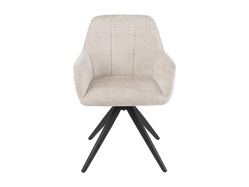 Chaise avec accoudoirs LOUNA – Tissu doux et pieds acier noir-Beige
