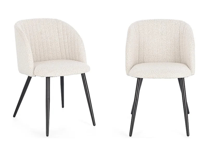 Conjunto de 2 sillas QUENTIN en tejido bouclette - Comodidad contemporánea y estilo texturizado-Color Blanco