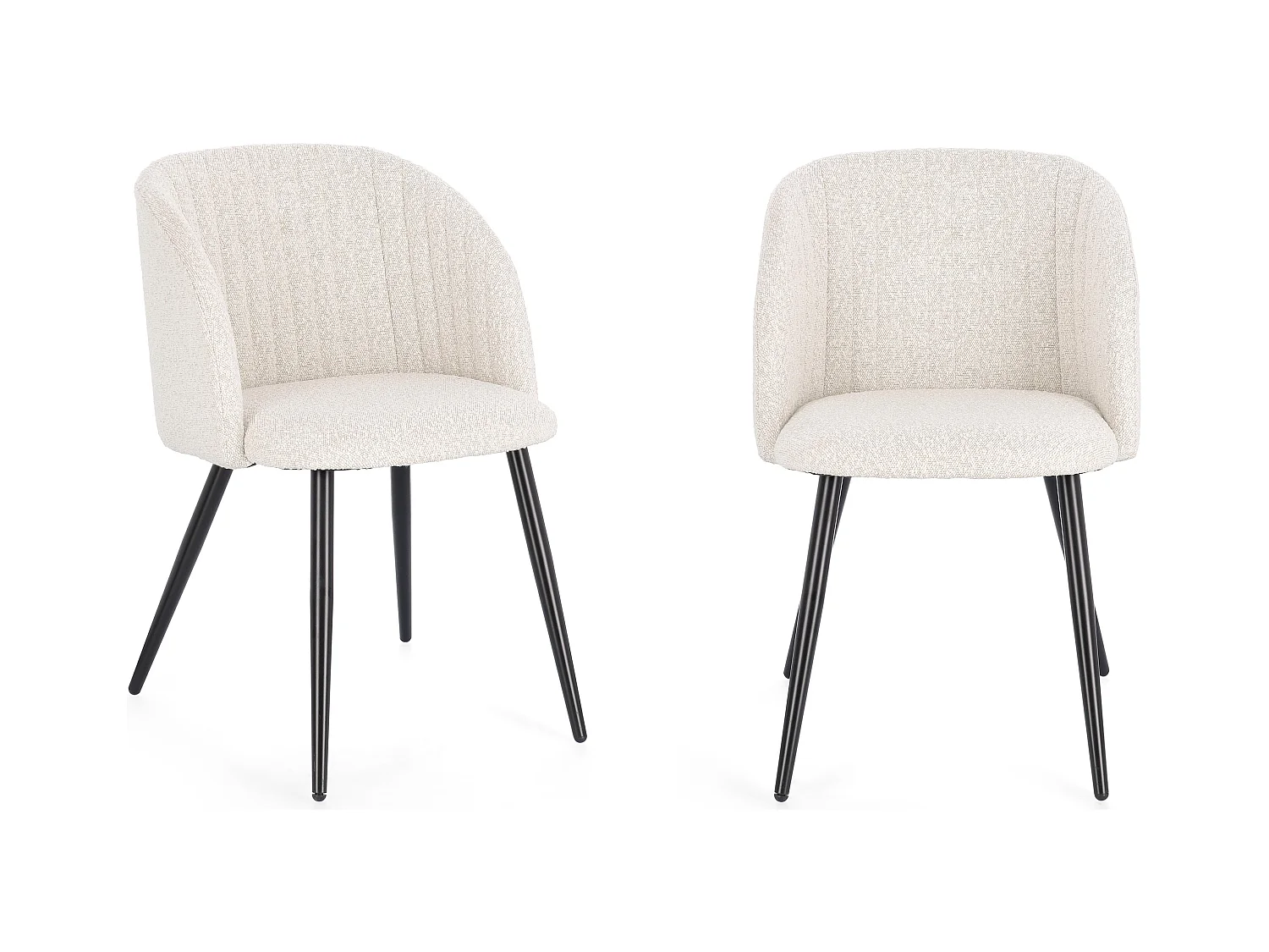 Conjunto de 2 sillas QUENTIN en tejido bouclette - Comodidad contemporánea y estilo texturizado-Color Blanco