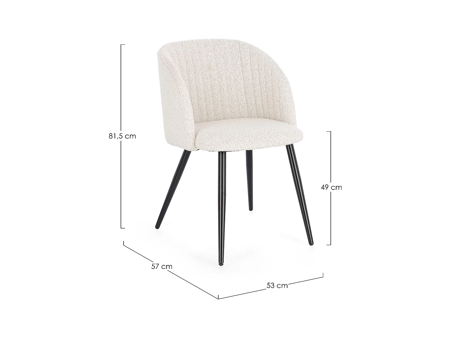 Conjunto de 2 sillas QUENTIN en tejido bouclette - Comodidad contemporánea y estilo texturizado-Color Blanco