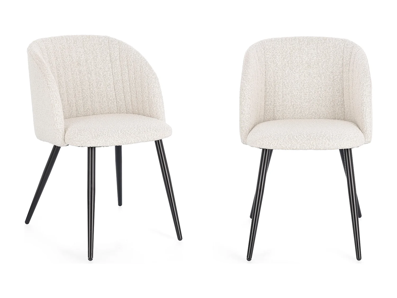 Lot de 2 chaises QUENTIN en tissu à bouclette – Confort contemporain et style texturé-Blanc