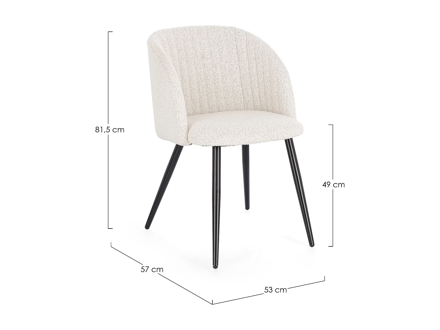 Lot de 2 chaises QUENTIN en tissu à bouclette – Confort contemporain et style texturé-Blanc