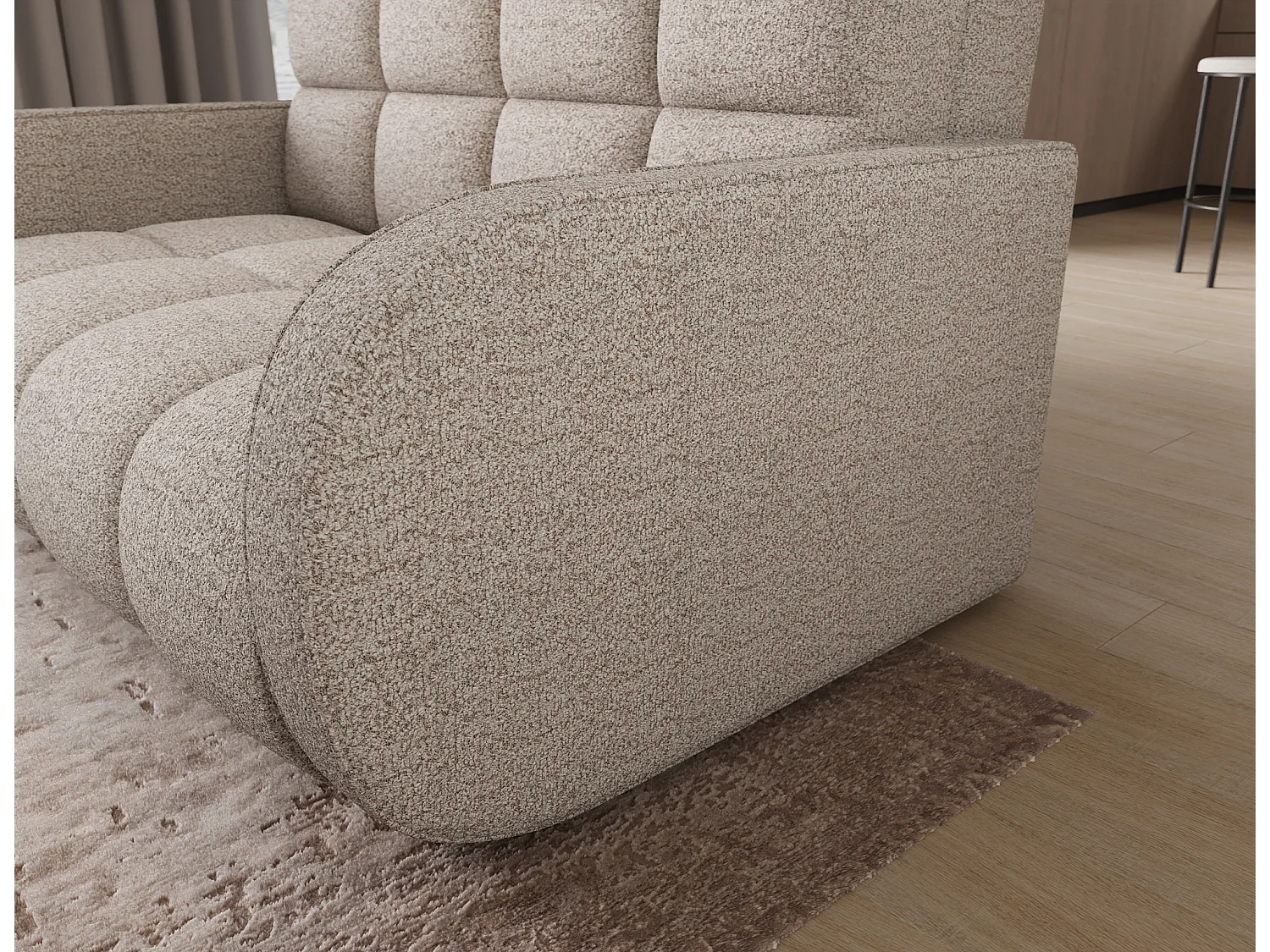 Canapé convertible tissu DENVERS – Avec coffre de rangement-Beige