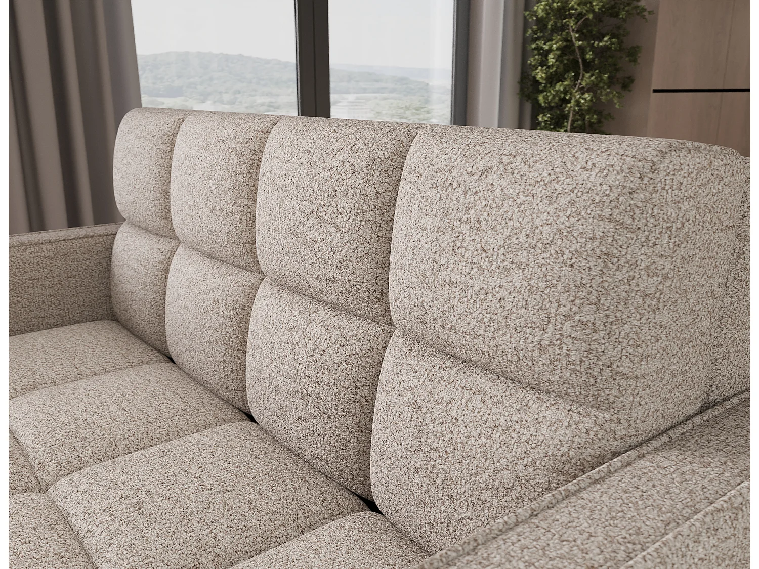 Canapé convertible tissu DENVERS – Avec coffre de rangement-Beige