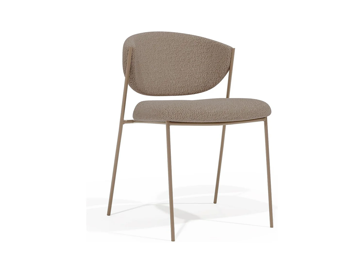 Chaise en tissu bouclé et structure métallique champagne Lozane - Modernité et qualité-Marron clair