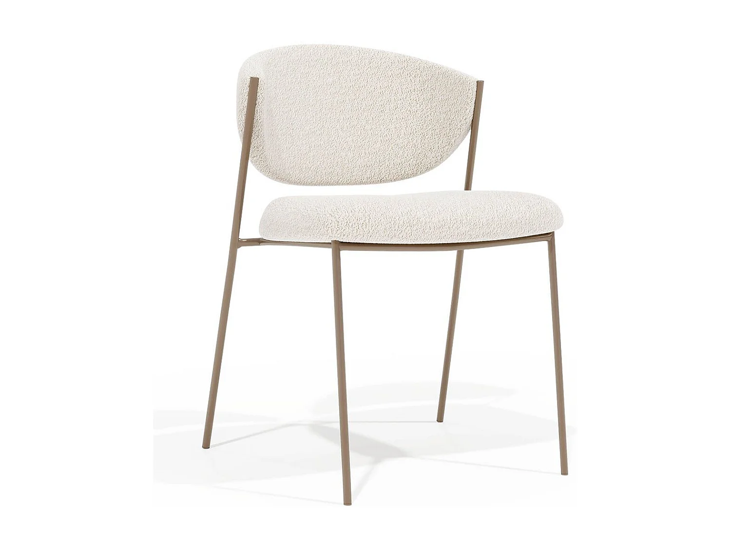 Chaise en tissu bouclé et structure métallique champagne Lozane - Modernité et qualité-Marron clair