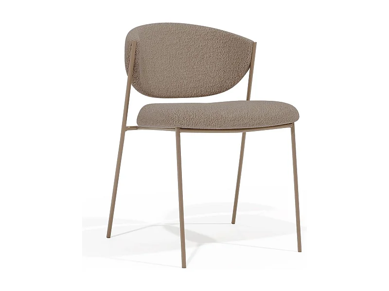 Chaise en tissu bouclé et structure métallique champagne Lozane - Modernité et qualité-Marron clair