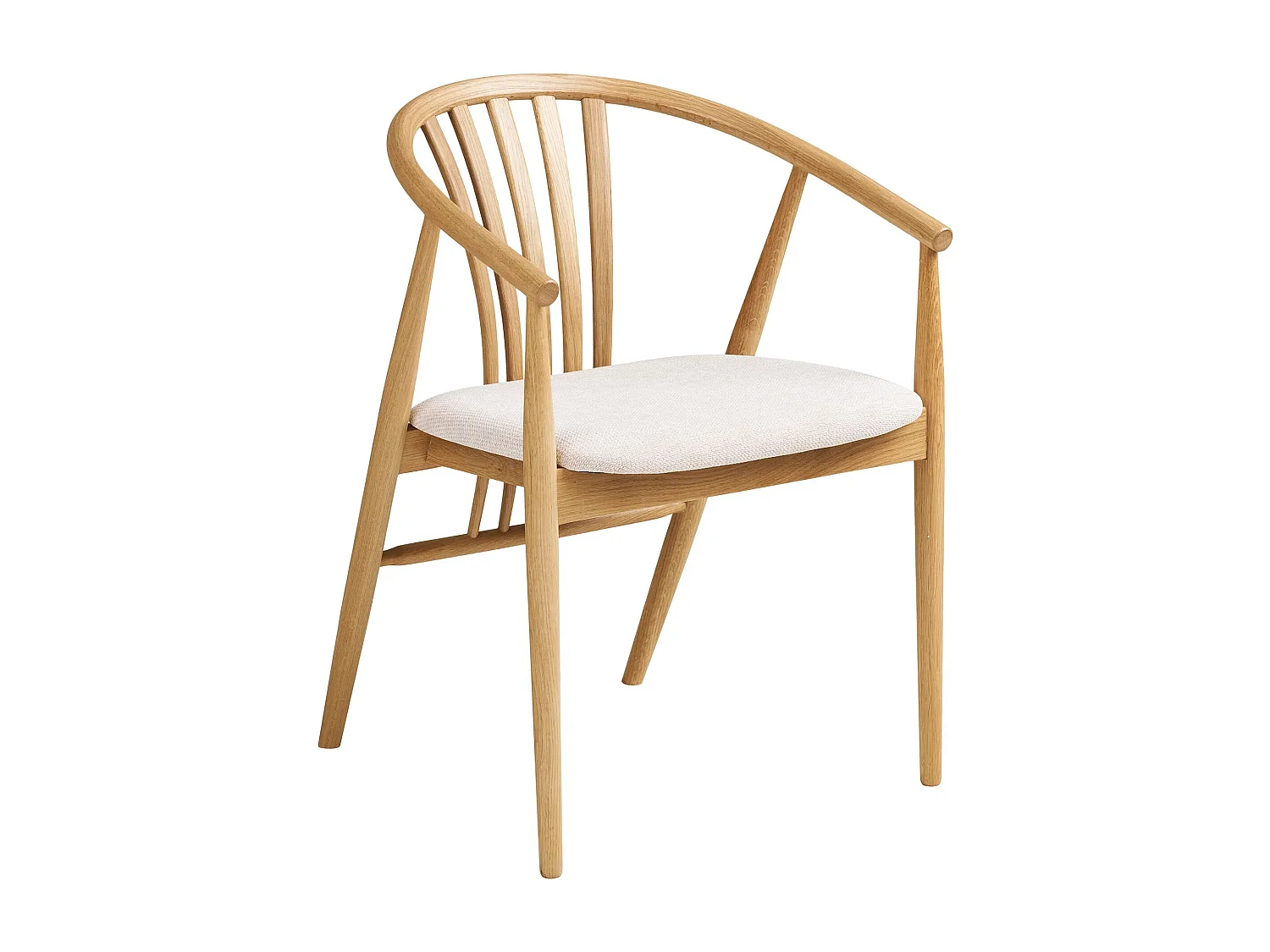 AGUSTIN fauteuil van hout en stof-Kleur Beige