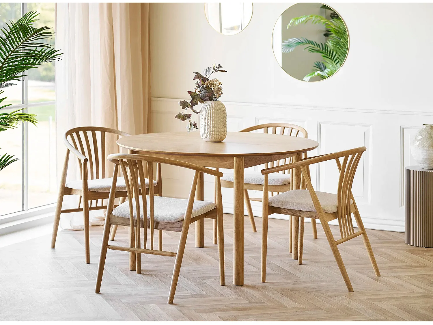 AGUSTIN fauteuil van hout en stof-Kleur Beige