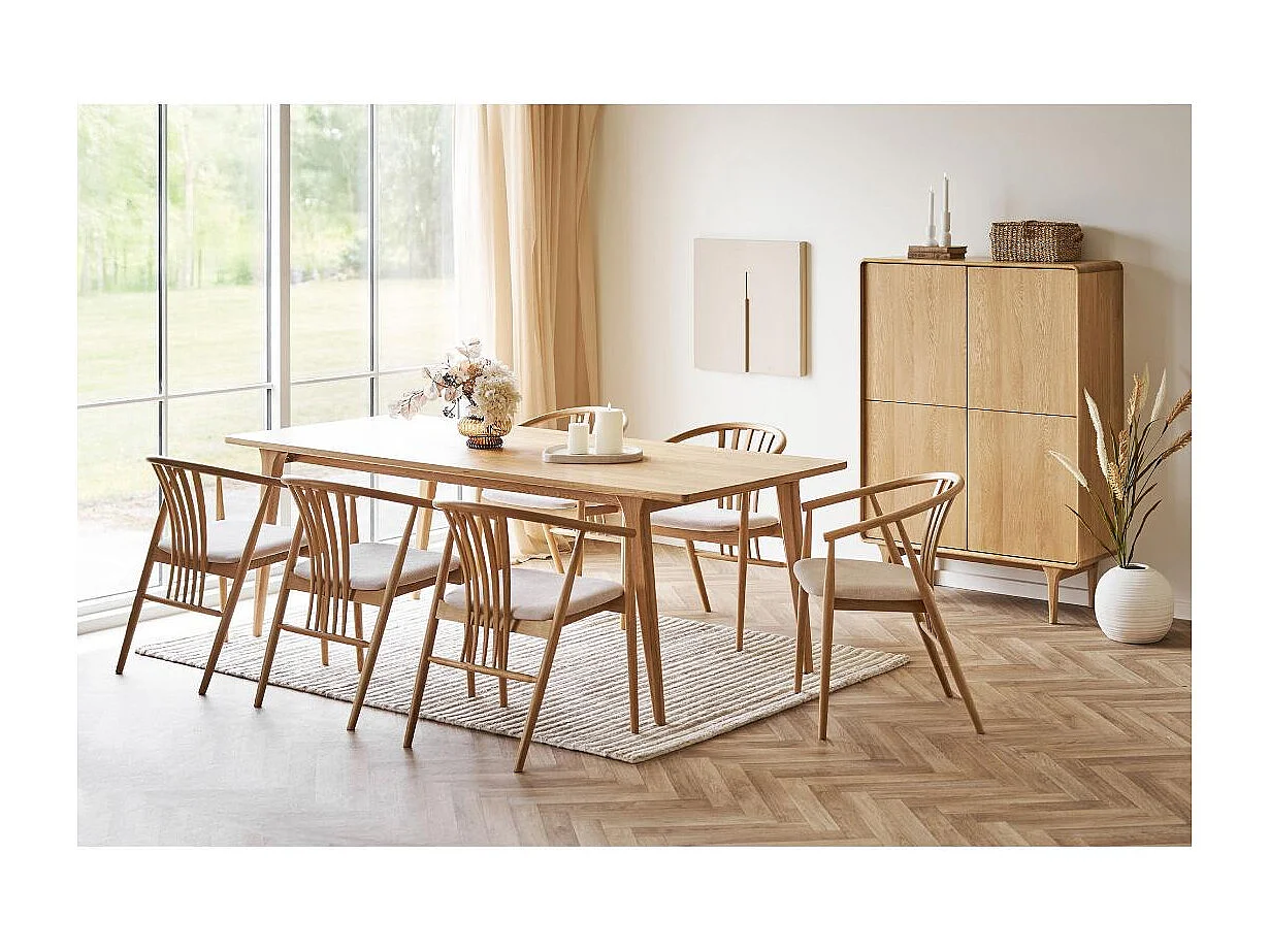 AGUSTIN fauteuil van hout en stof-Kleur Beige