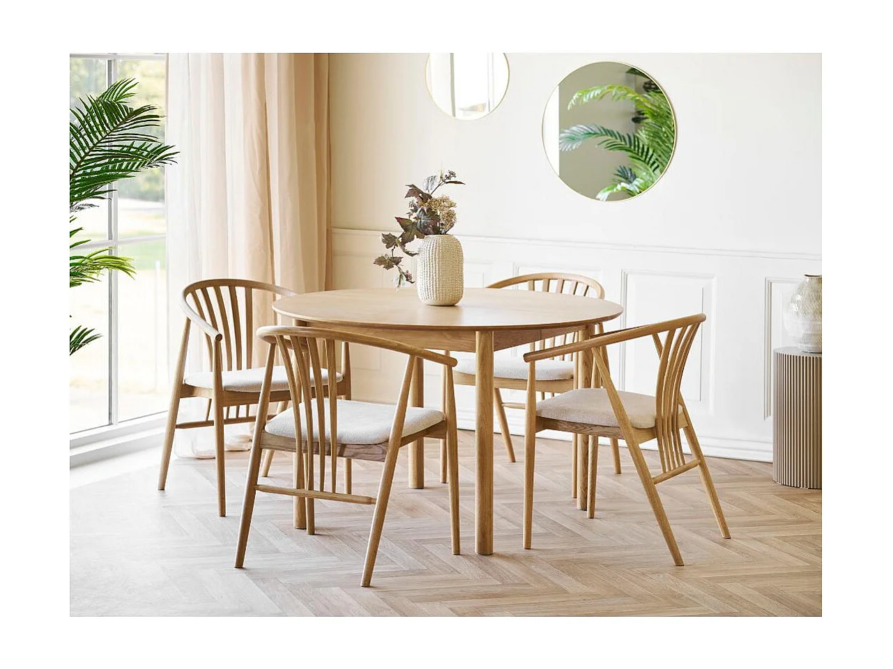 AGUSTIN fauteuil van hout en stof-Kleur Beige