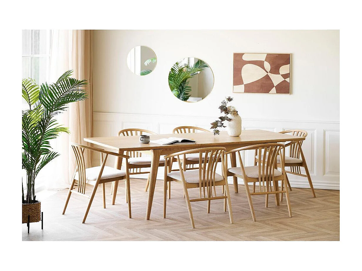 AGUSTIN fauteuil van hout en stof-Kleur Beige