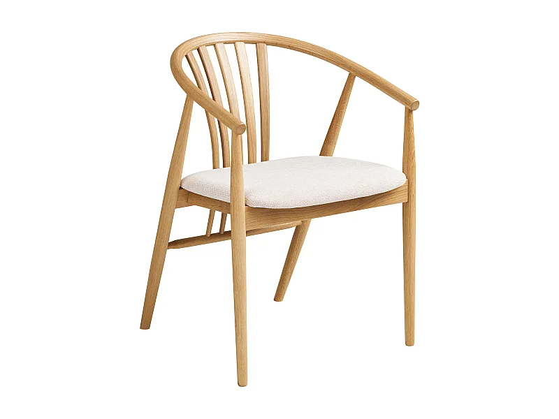 AGUSTIN fauteuil van hout en stof-Kleur Beige