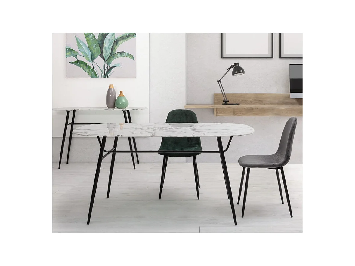 Lot de 4 chaises velours confortable et pieds métal noir Karela – Design Chic-Vert foncé