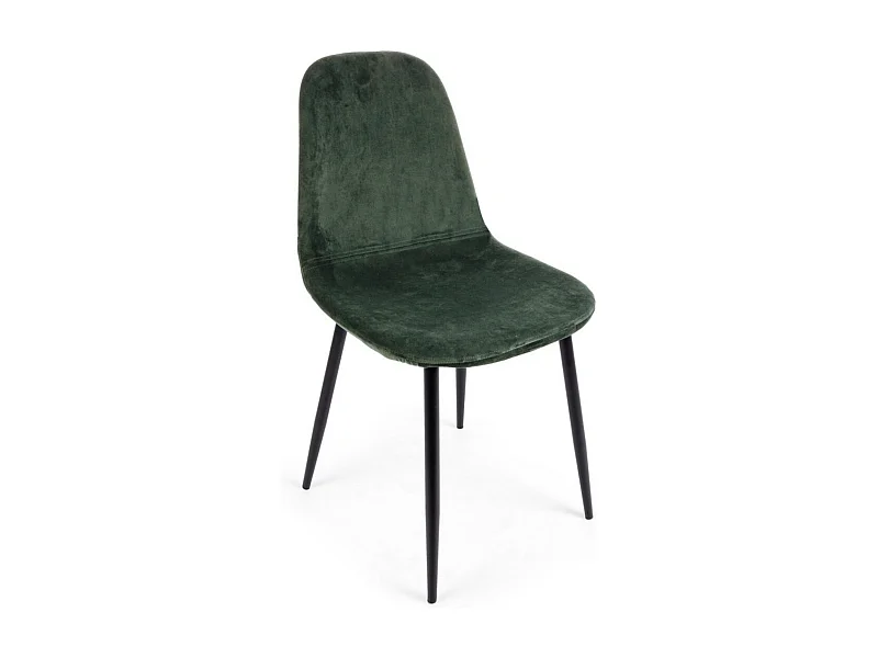 Lot de 4 chaises velours confortable et pieds métal noir Karela – Design Chic-Vert foncé