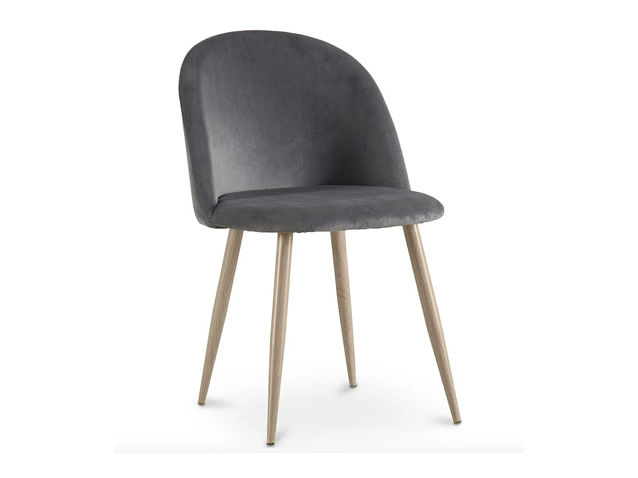 Chaise BOMANE style scandinave - Assise en velours et pieds en métal effet bois clair-Gris foncé