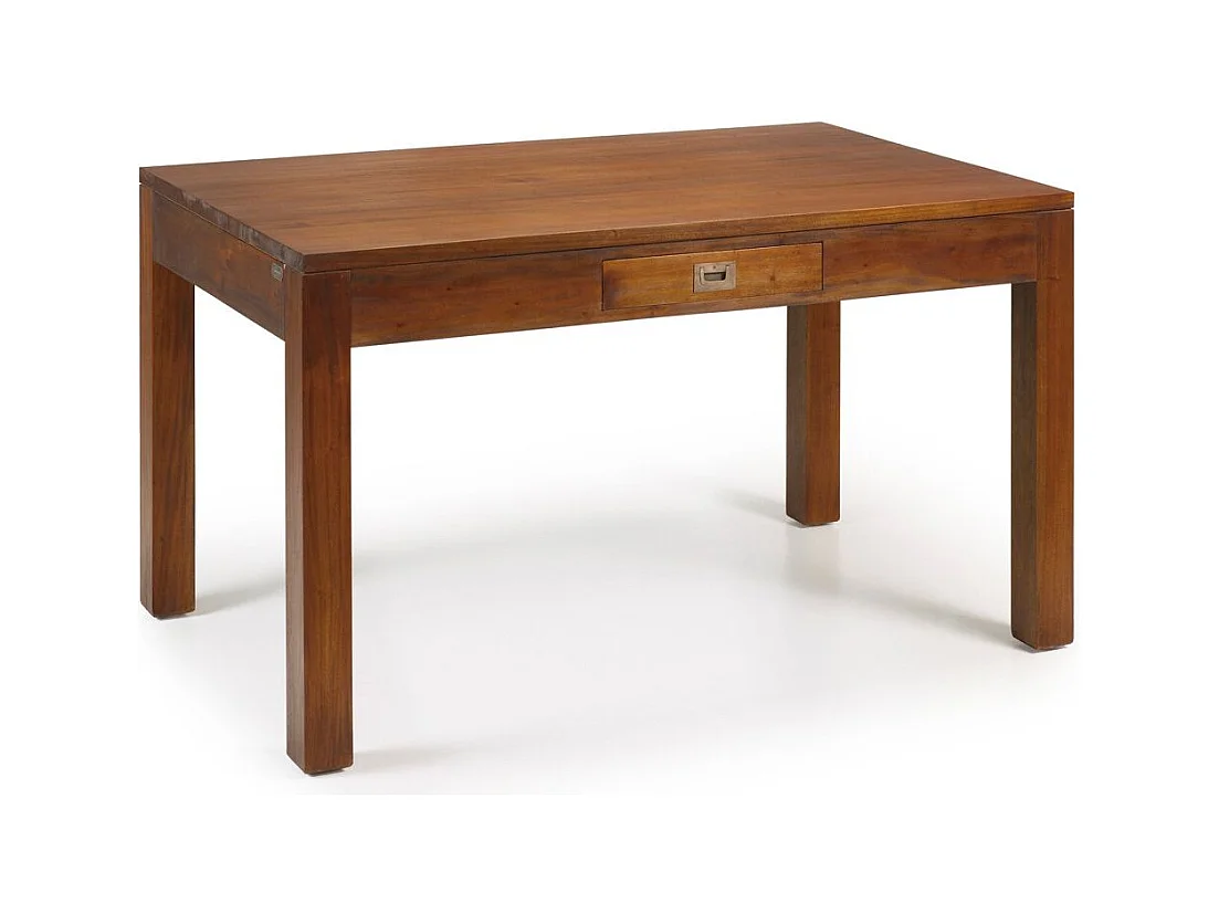 Table à manger en bois d'acajou massif avec 2 tiroirs FALKANE 140cm