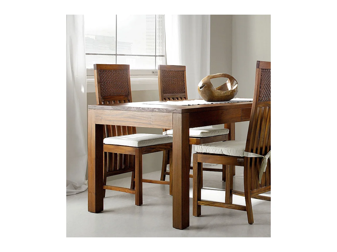 Table à manger en bois d'acajou massif avec 2 tiroirs FALKANE 140cm