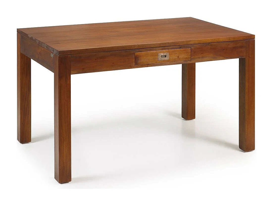 Table à manger en bois d'acajou massif avec 2 tiroirs FALKANE 140cm