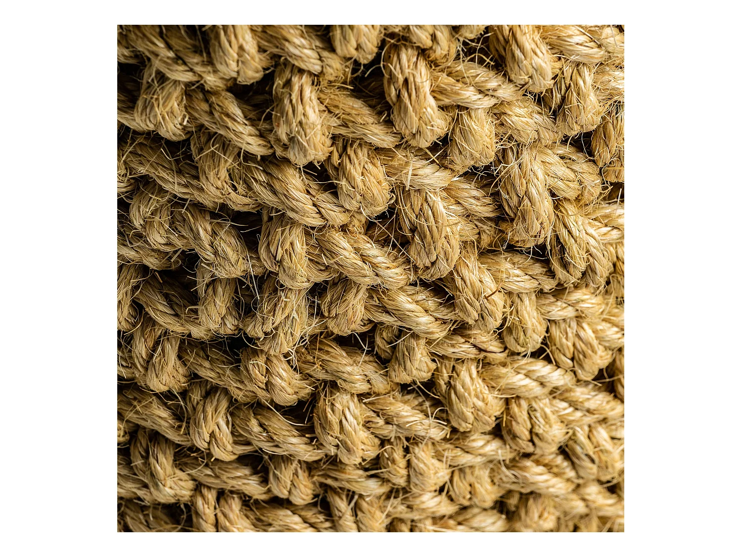 Lampe de table tissu beige et pied corde tressée Badig