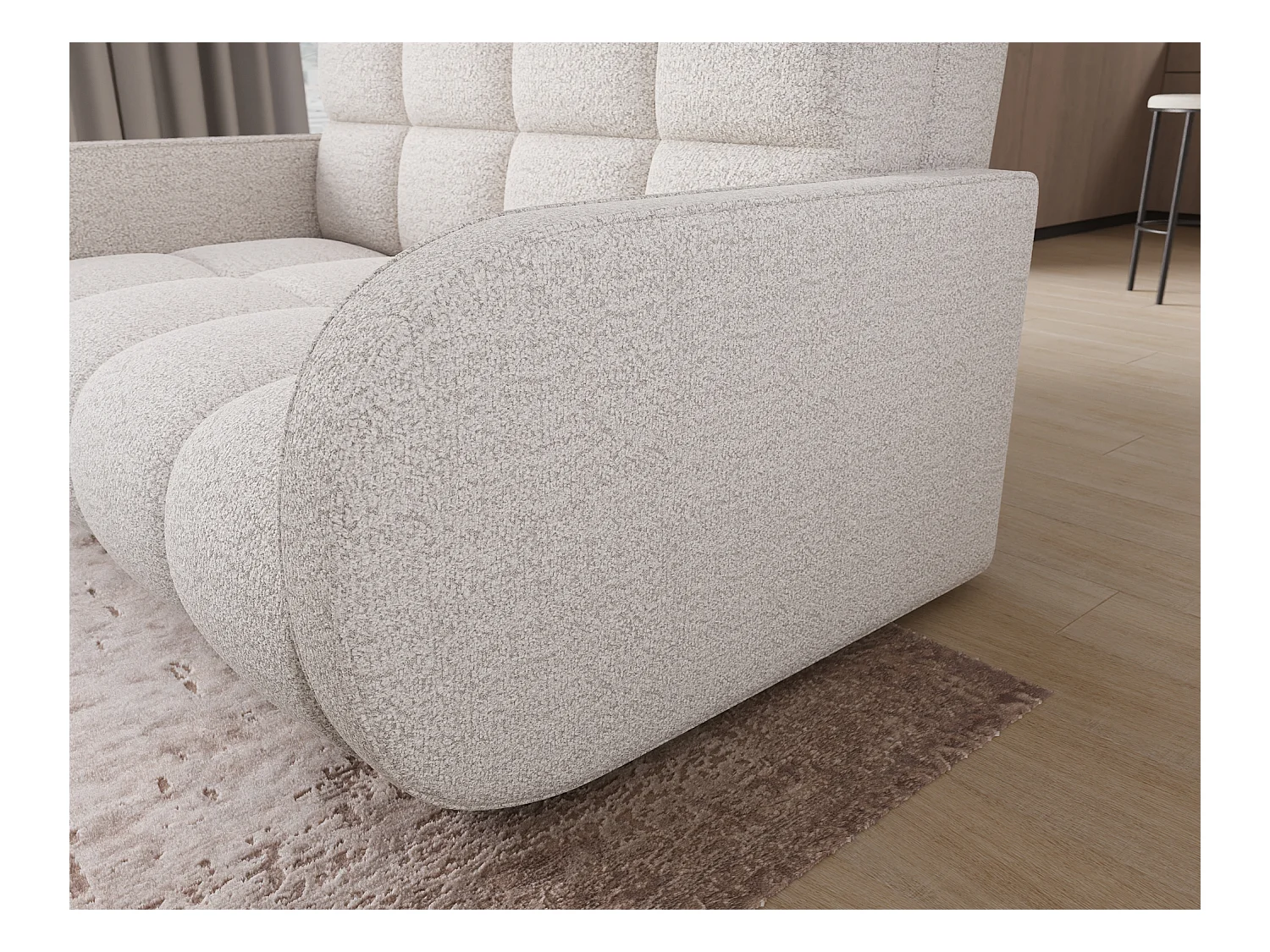 Canapé convertible tissu DENVERS – Avec coffre de rangement-Blanc