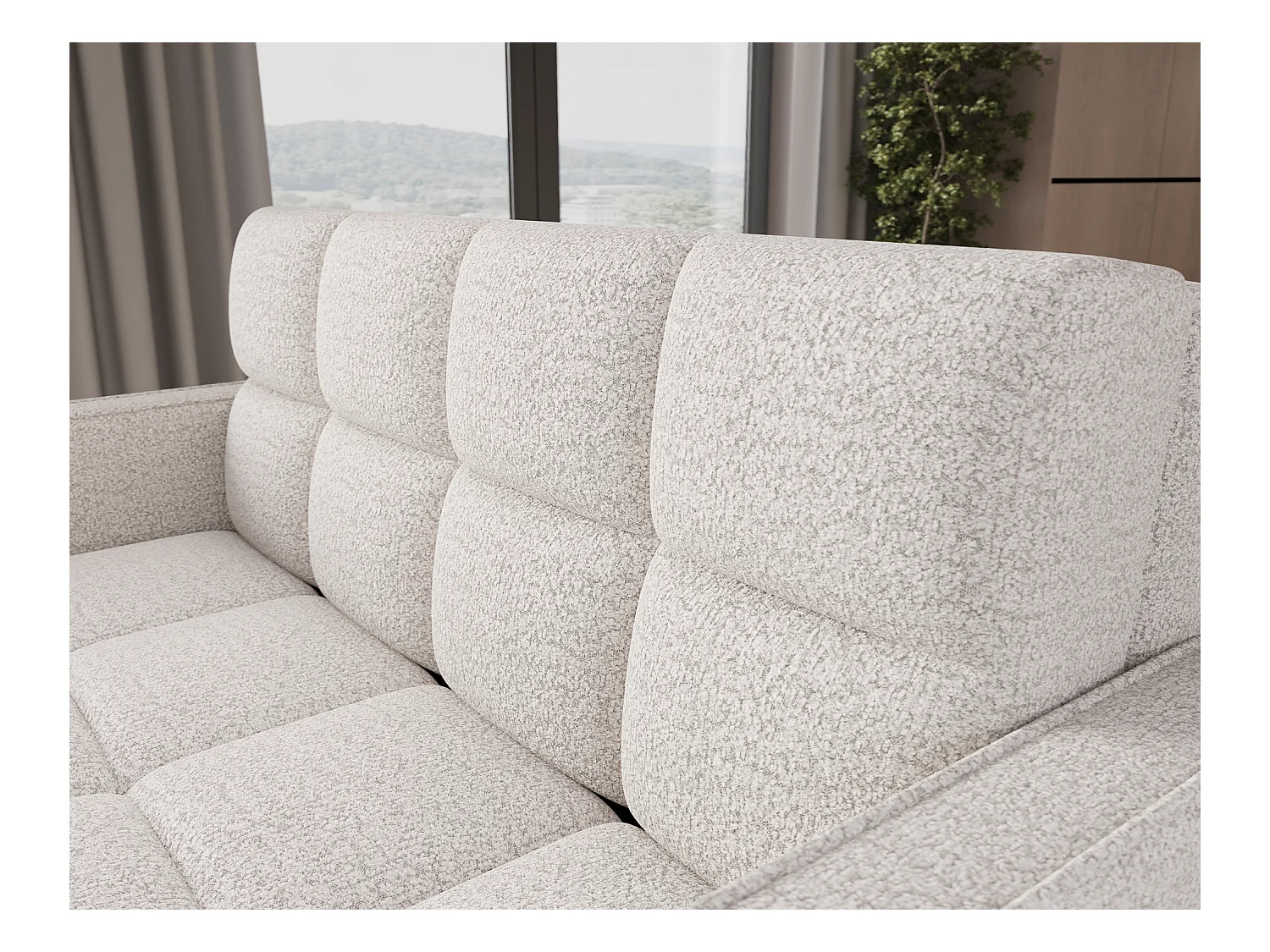 Canapé convertible tissu DENVERS – Avec coffre de rangement-Blanc