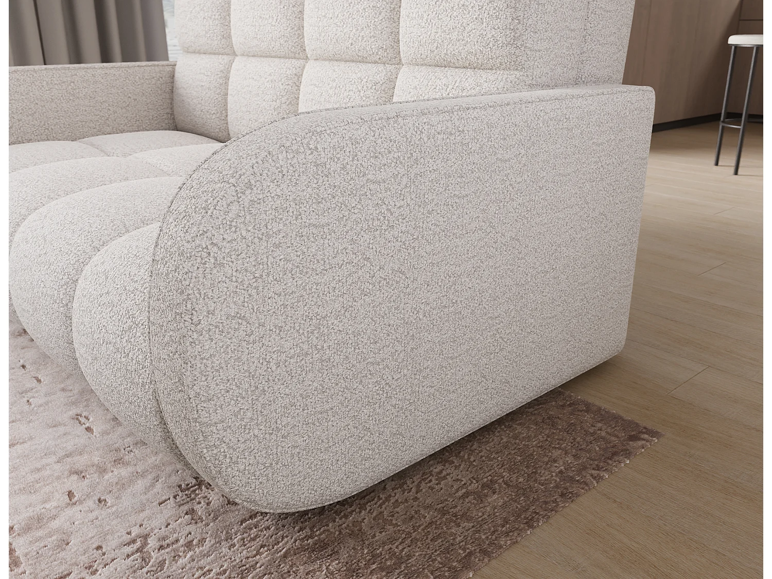 Canapé convertible tissu DENVERS – Avec coffre de rangement-Blanc