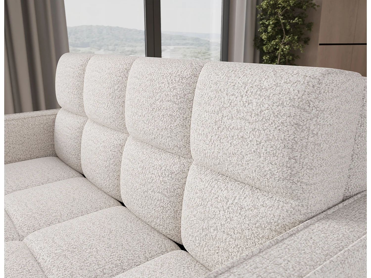 Canapé convertible tissu DENVERS – Avec coffre de rangement-Blanc