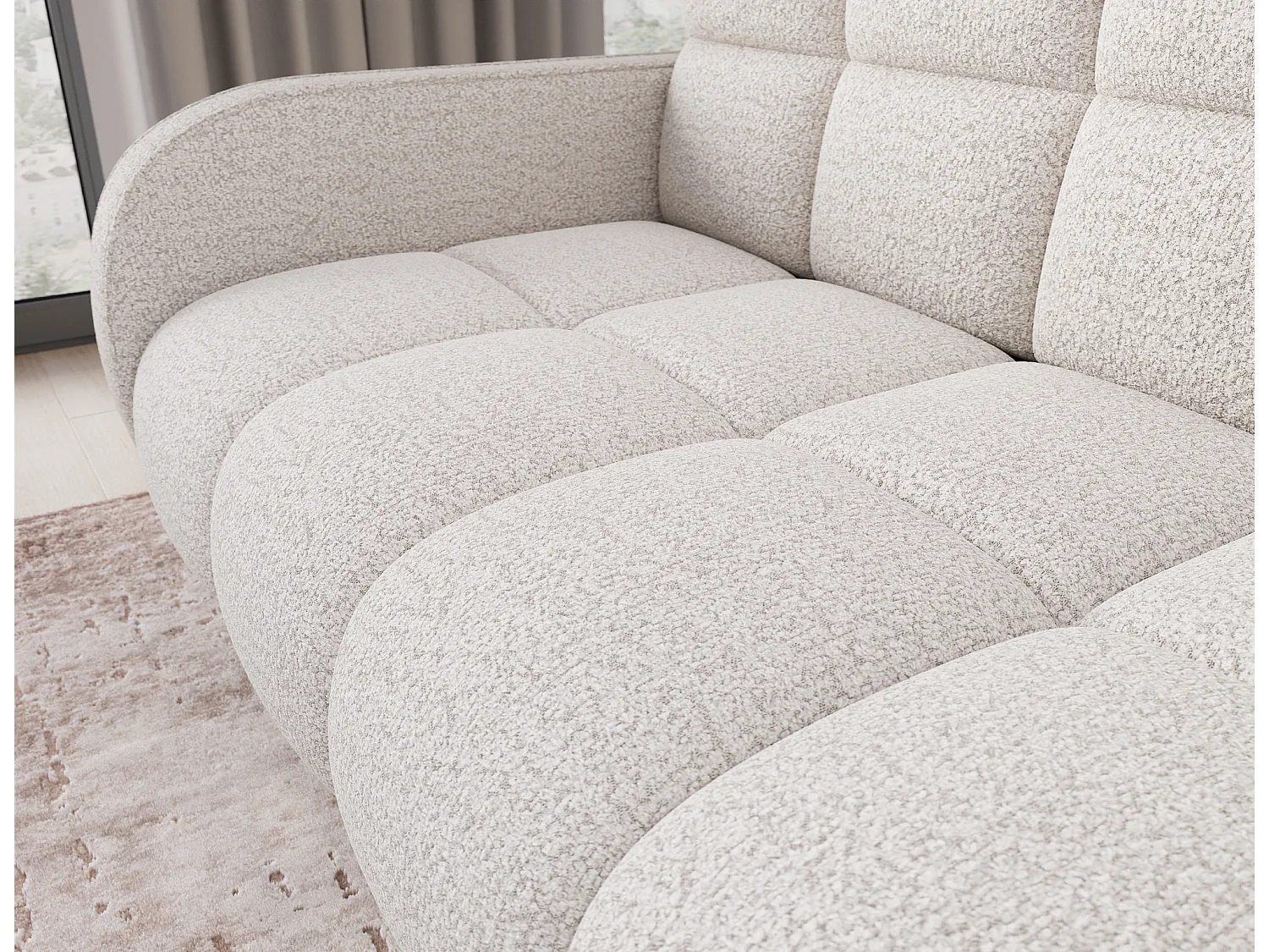 Canapé convertible tissu DENVERS – Avec coffre de rangement-Blanc