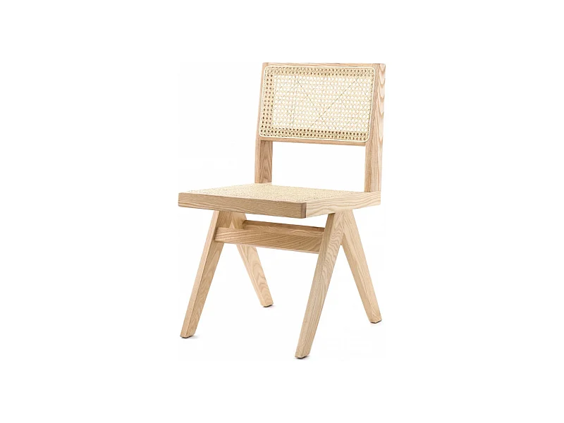 Chaise en bois de Frêne et rotin Landas - Style vintage-Couleur Naturel