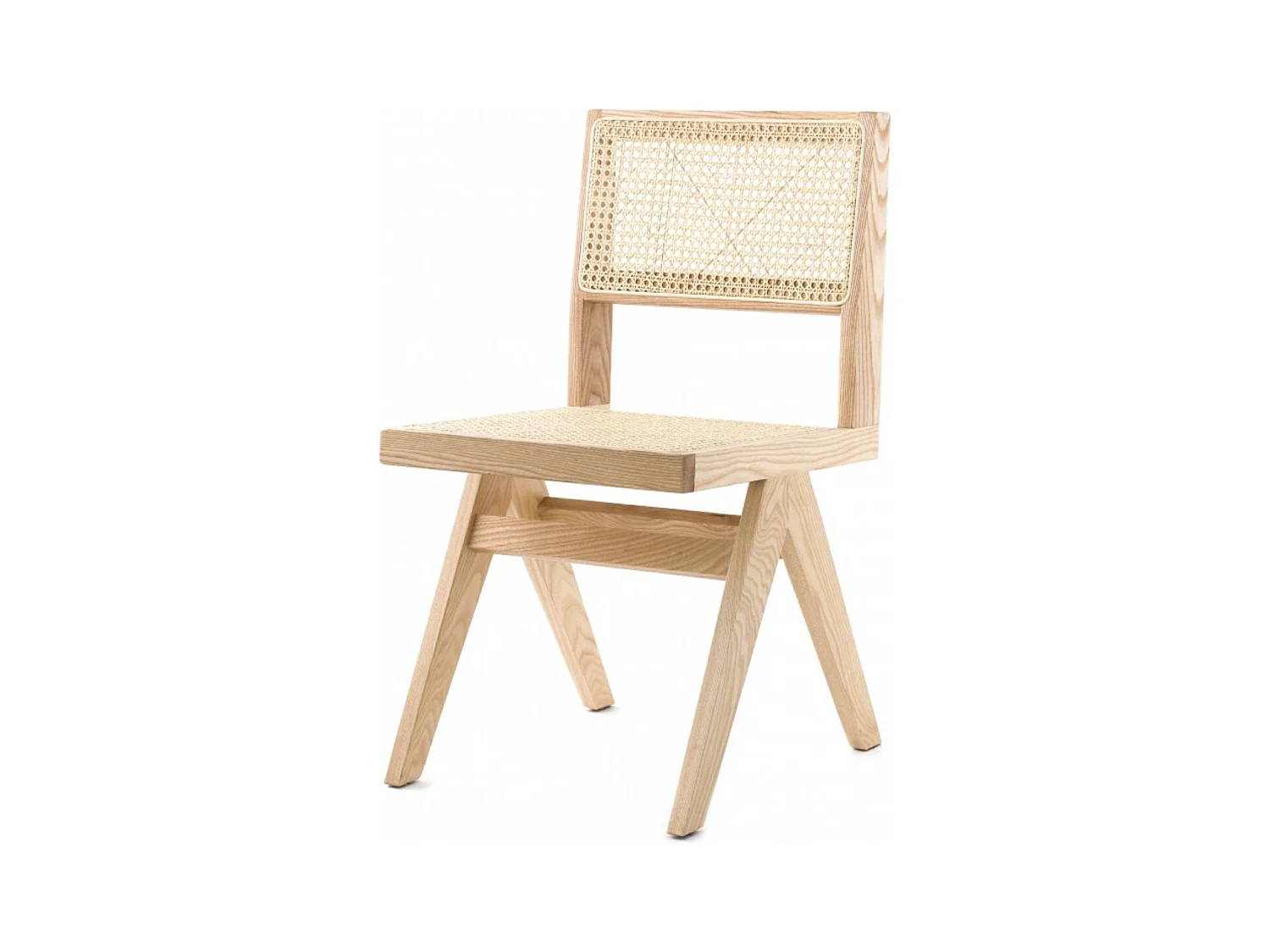 Chaise en bois de Frêne et rotin Landas - Style vintage-Couleur Naturel