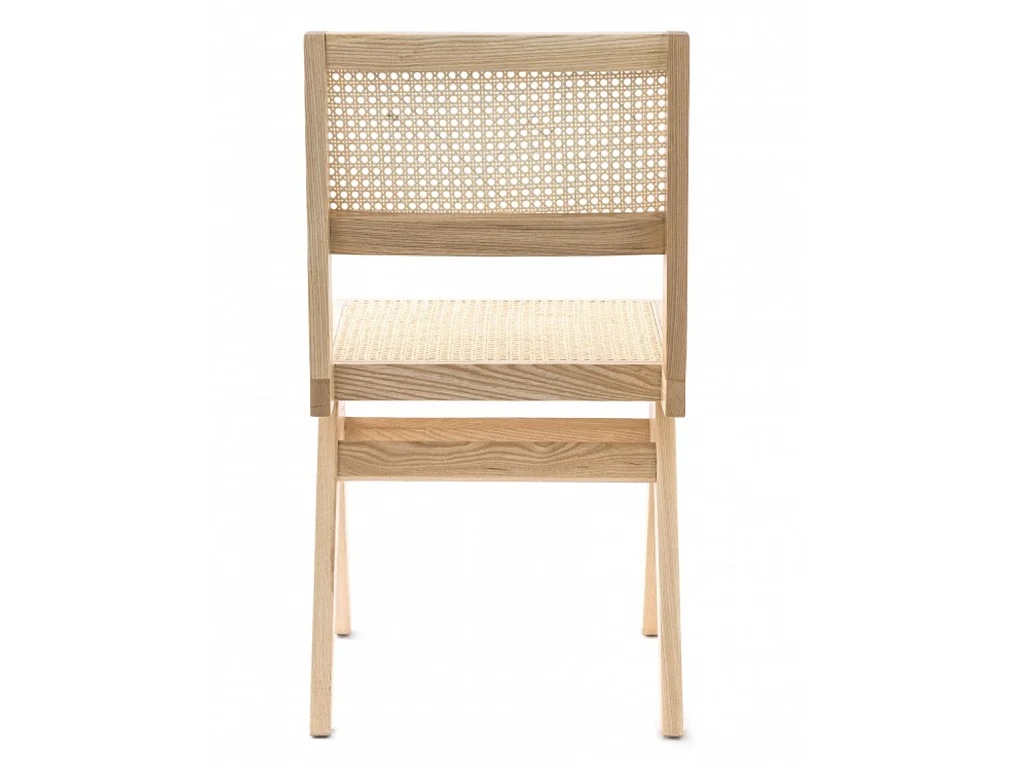 Chaise en bois de frêne et rotin LANDAS - Style vintage-Naturel