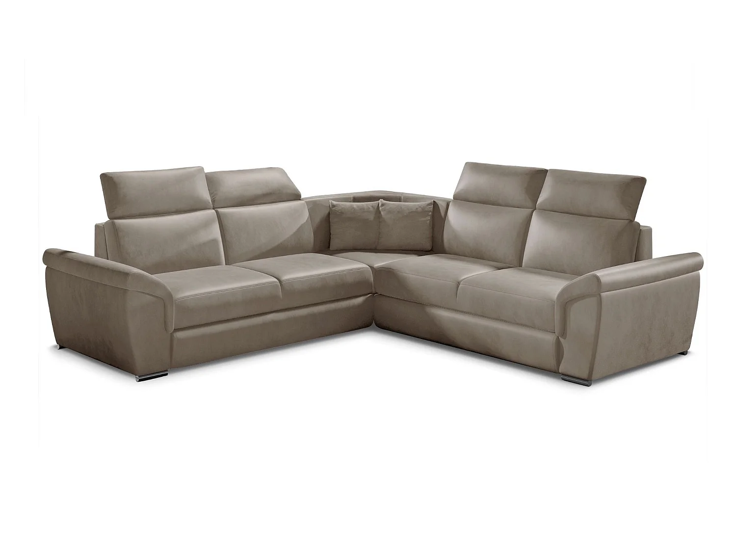 Sofá esquinero Neo reversible y convertible en terciopelo - Patas de acero cromado-Color ribete verde crudo