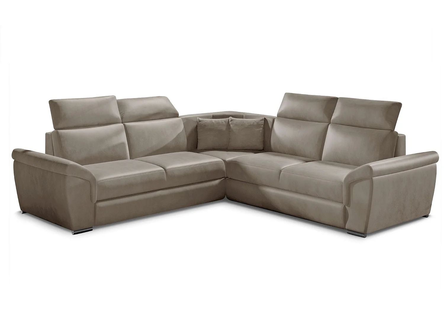 Sofá esquinero Neo reversible y convertible en terciopelo - Patas de acero cromado-Color ribete verde crudo