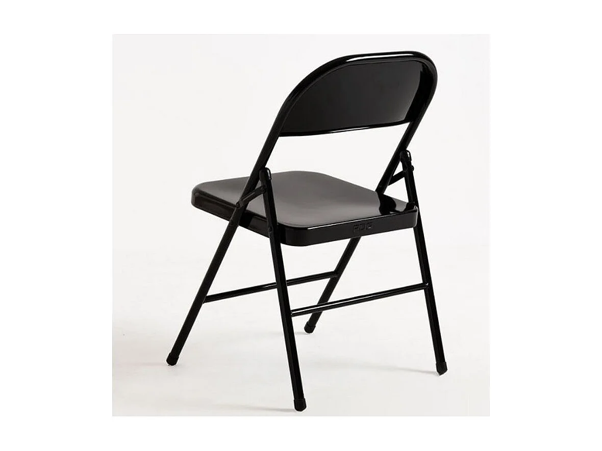 Chaise pliante métal noir brillant Taly - Lot de 2