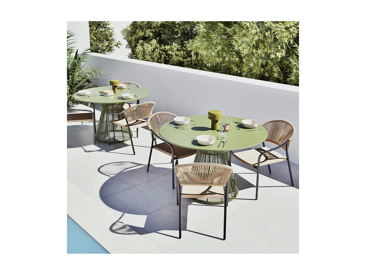 Table ronde en acier mate KEVIN 120cm – Intérieur et extérieur-Vert