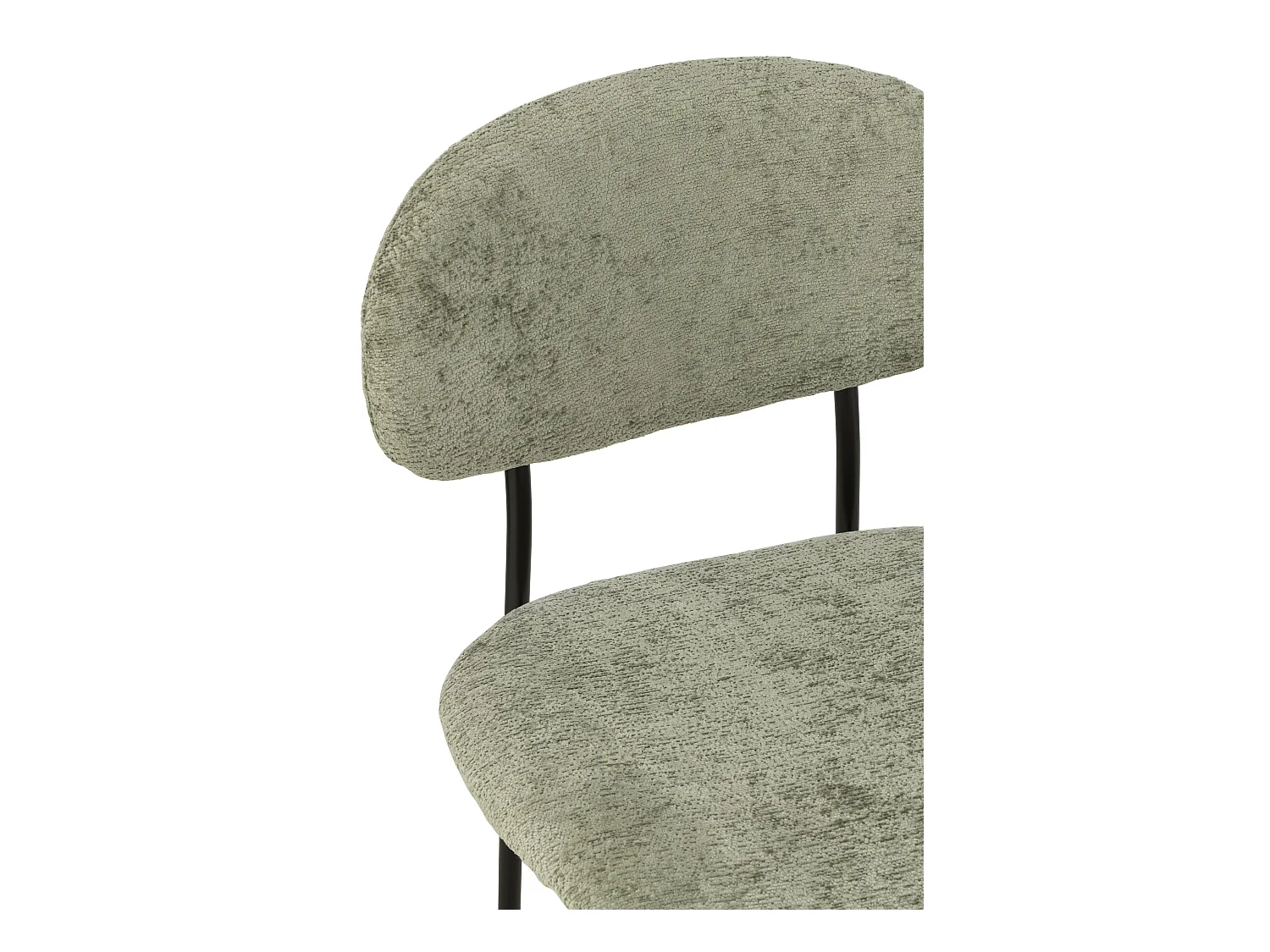 Chaise design AKOZ tissu doux et structure acier noir mat-Vert menthe