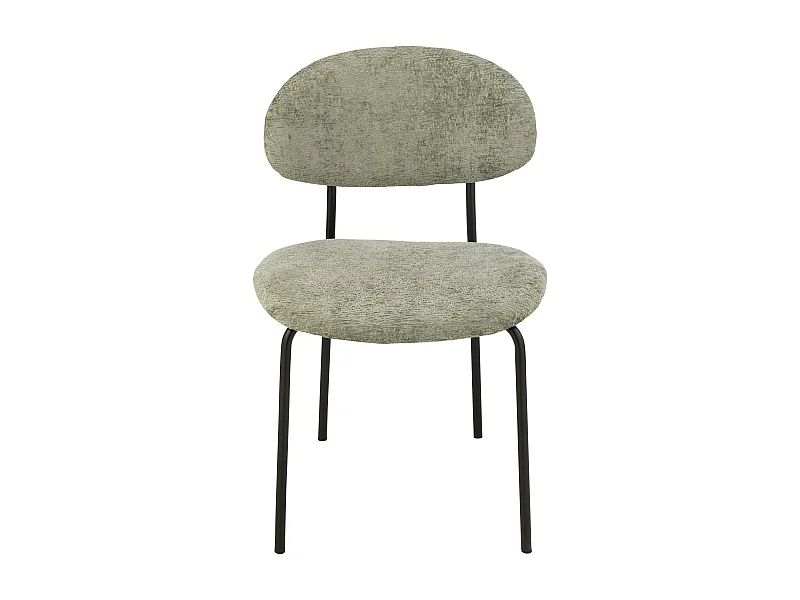 Chaise design AKOZ tissu doux et structure acier noir mat-Vert menthe