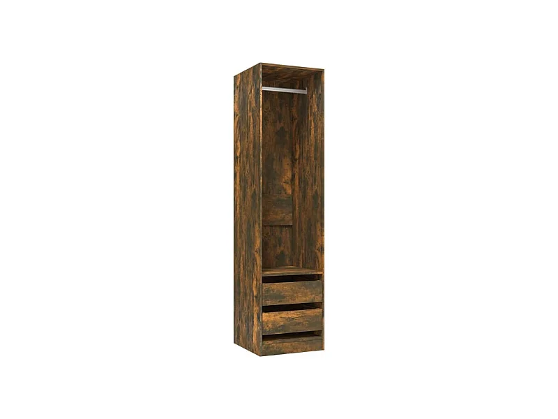 Armoire dressing 1 penderie 2 tiroirs 50cm - Collection Kodok-Marron fumé