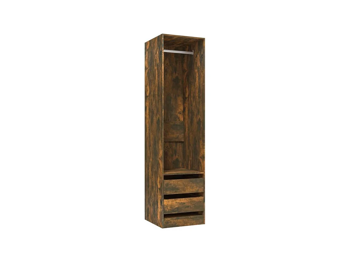 Armoire dressing 1 penderie 2 tiroirs 50cm - Collection Kodok-Marron fumé