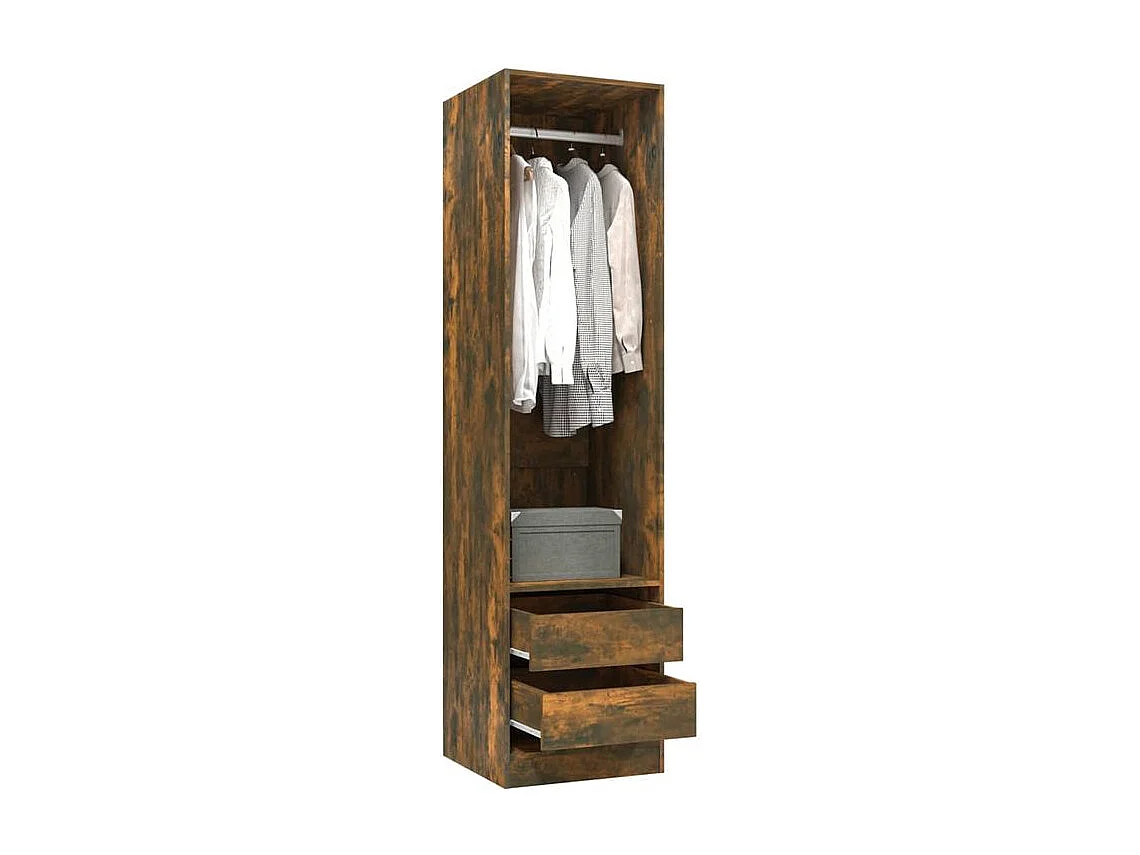 Armoire dressing 1 penderie 2 tiroirs 50cm - Collection Kodok-Marron fumé