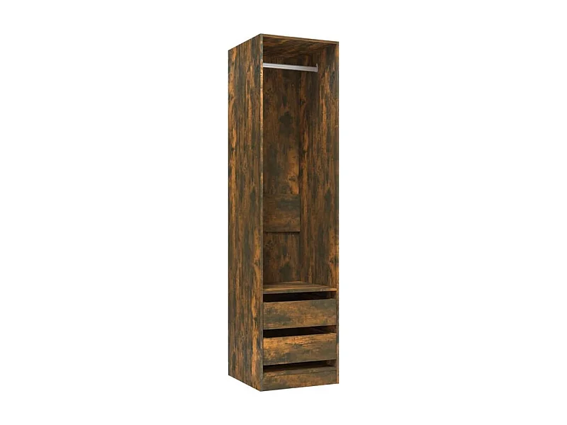 Armoire dressing 1 penderie 2 tiroirs 50cm - Collection Kodok-Marron fumé