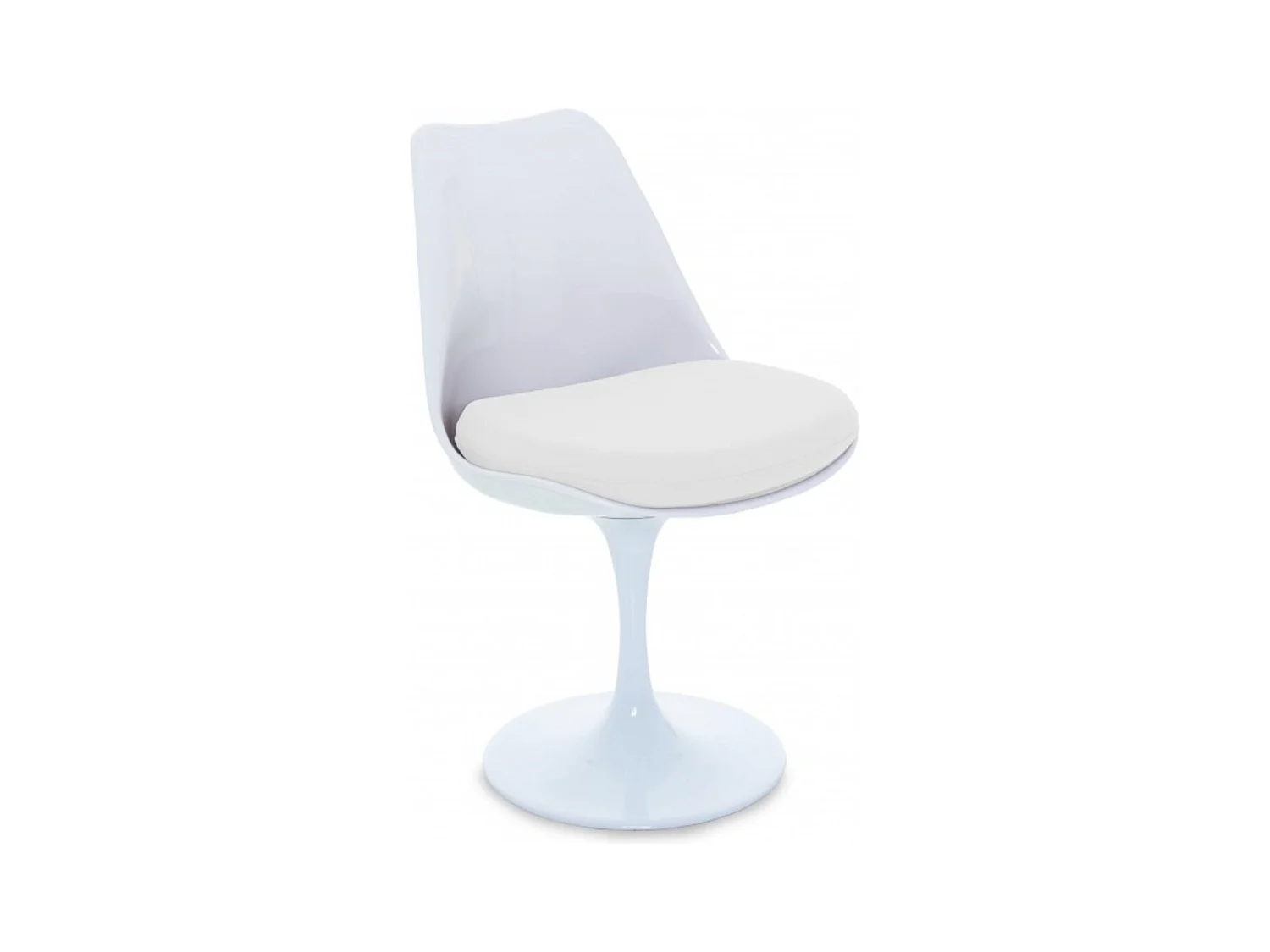 Chaise Tulipo pivotante blanc brillant avec coussin - Design-Couleur Bleu clair