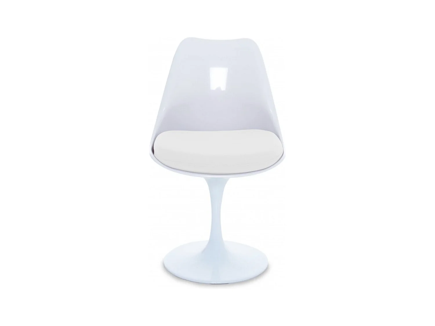 Chaise Tulipo pivotante blanc brillant avec coussin - Design-Couleur Bleu clair