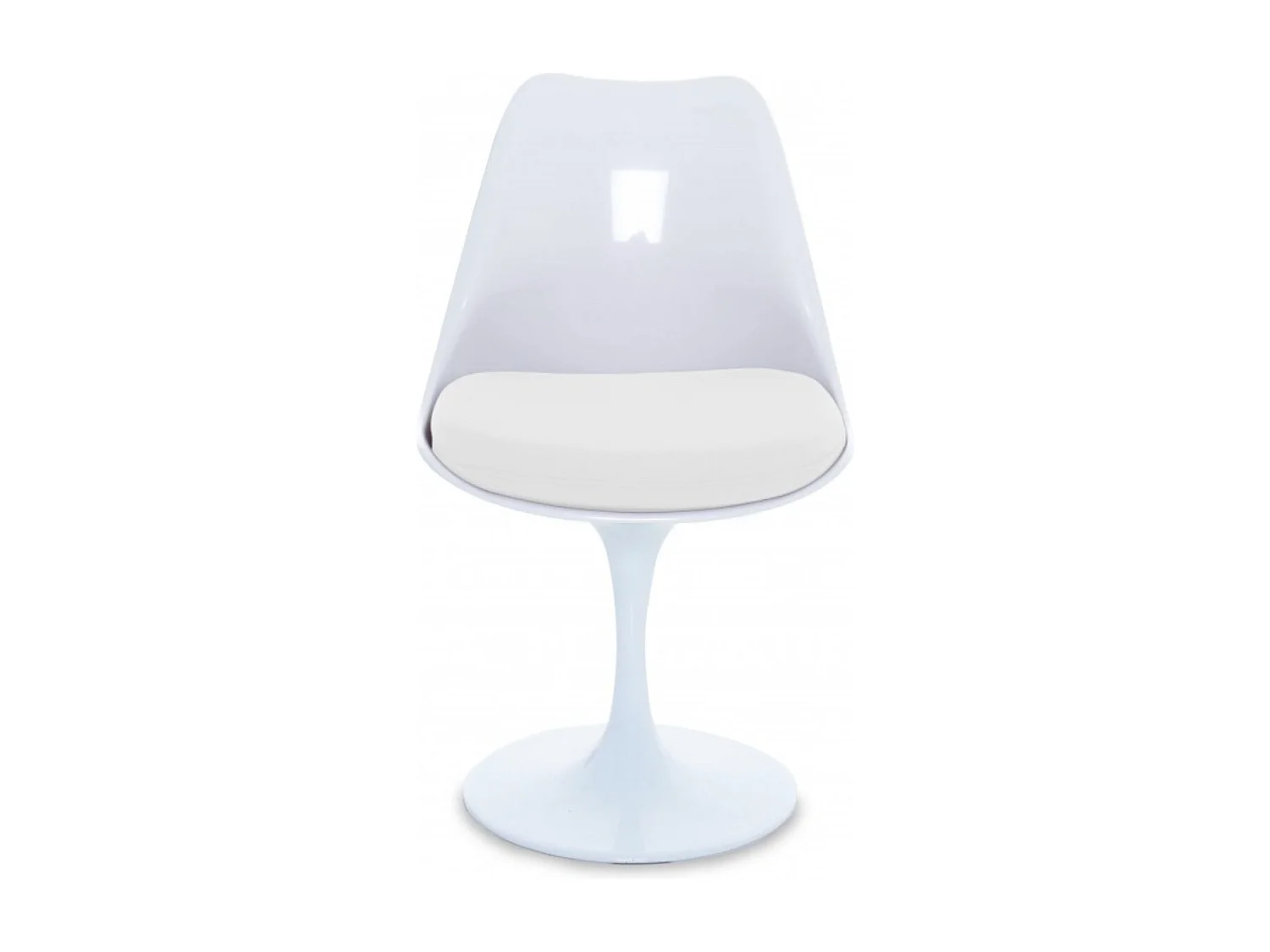 Chaise Tulipo pivotante blanc brillant avec coussin - Design-Couleur Bleu clair