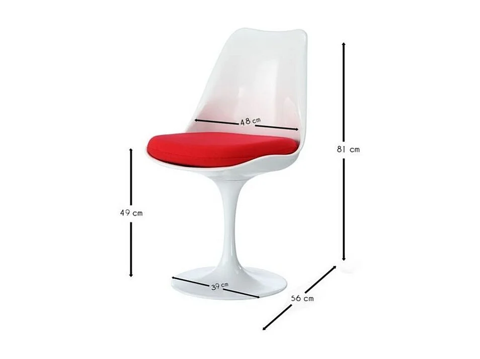 Chaise Tulipo pivotante blanc brillant avec coussin - Design-Couleur Bleu clair