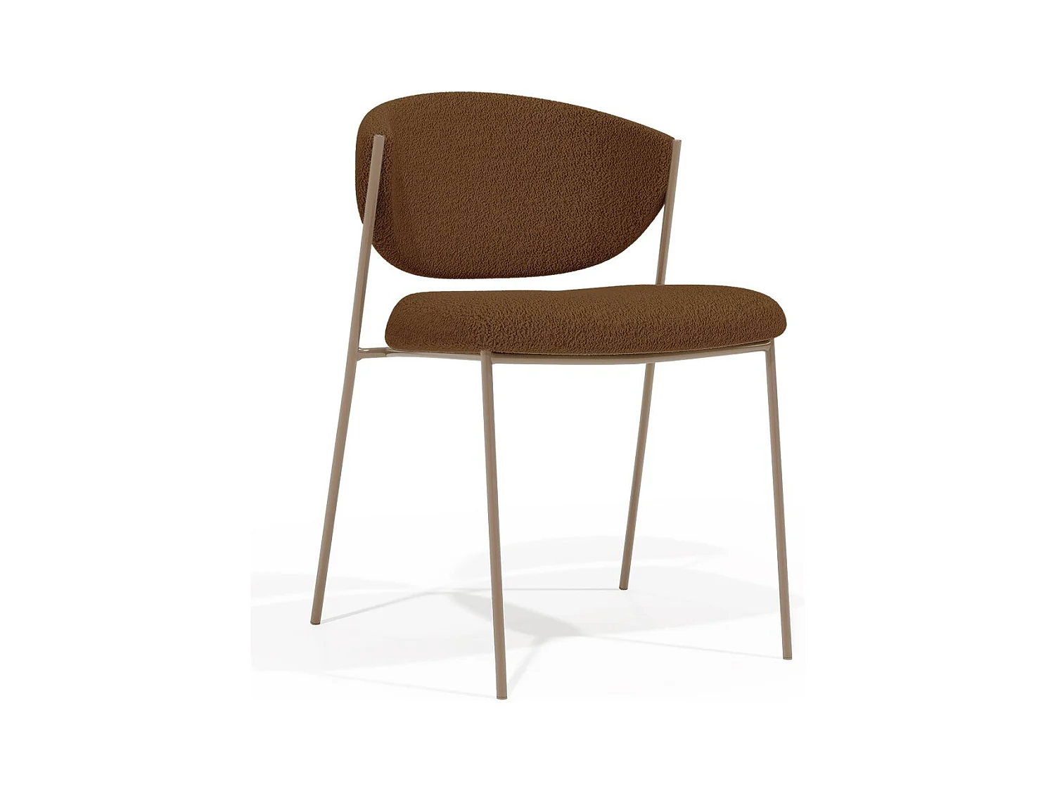 Chaise en tissu bouclé et structure métallique champagne Lozane - Modernité et qualité-Marron