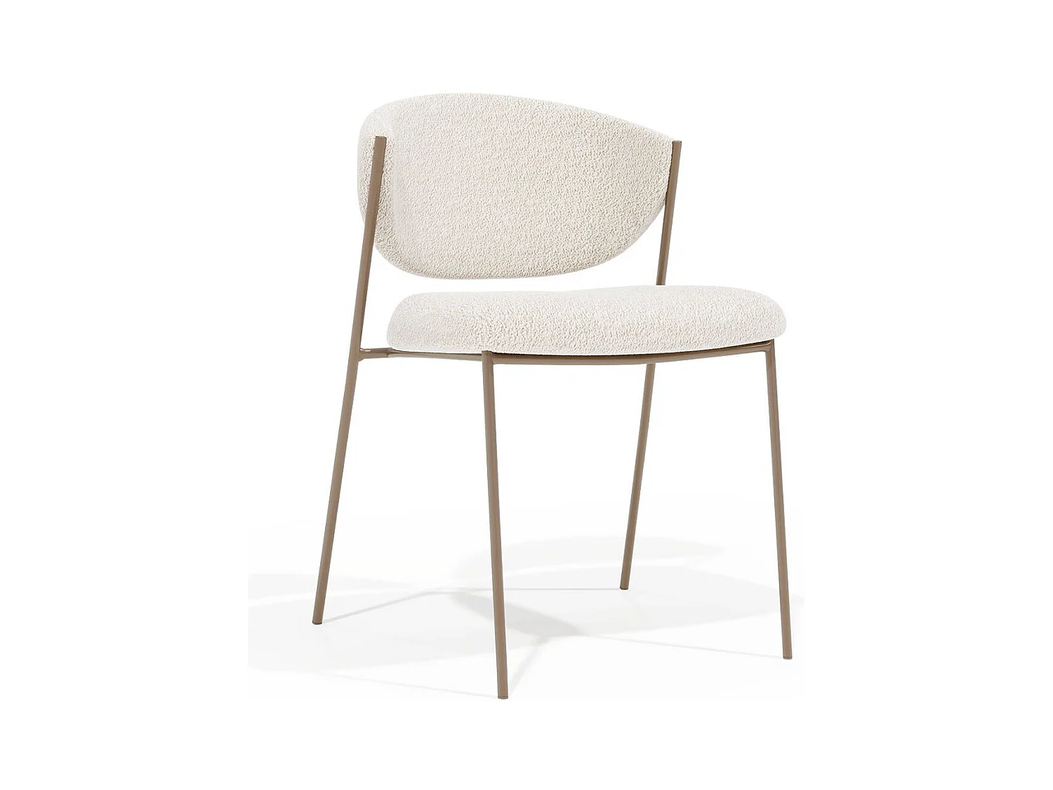 Chaise en tissu bouclé et structure métallique champagne Lozane - Modernité et qualité-Marron