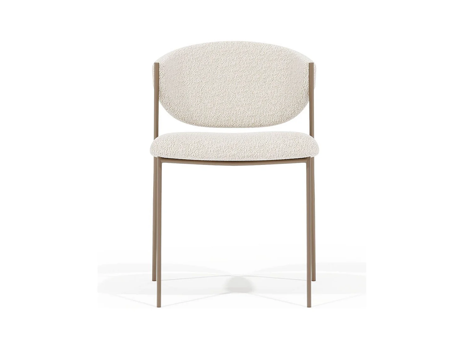 Chaise en tissu bouclé et structure métallique champagne Lozane - Modernité et qualité-Marron