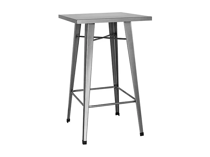 Table haute de bar carrée acier argenté Kontoir 60cm